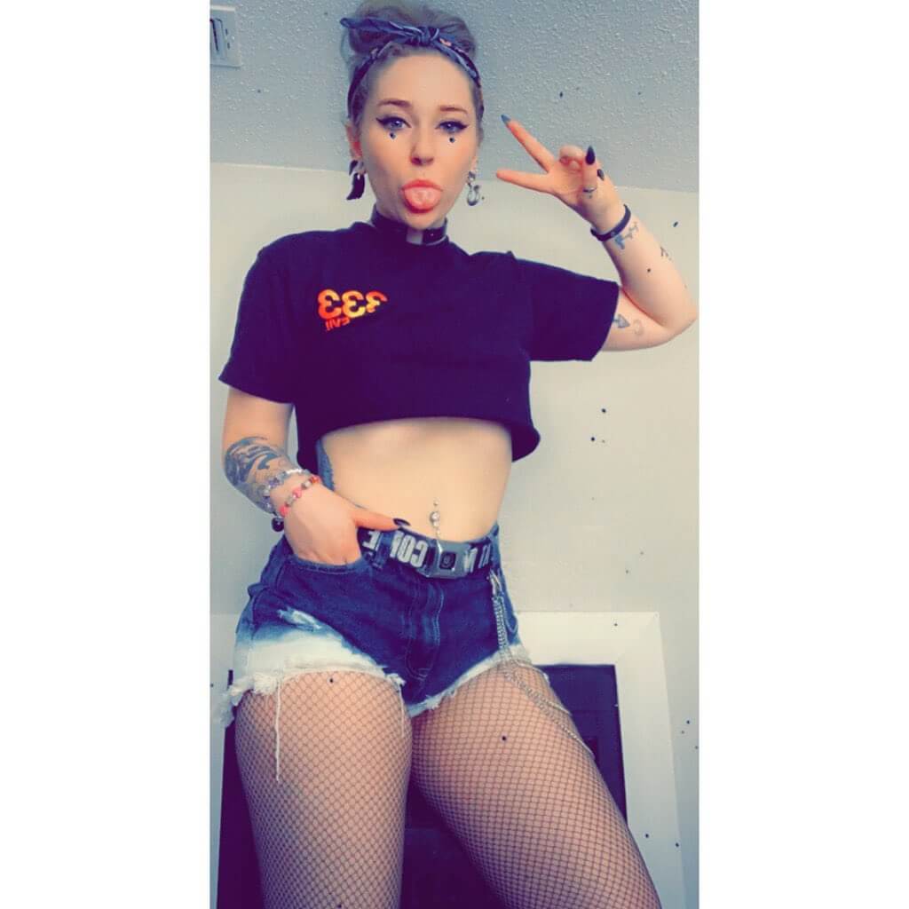 A stylish girl in booty shorts